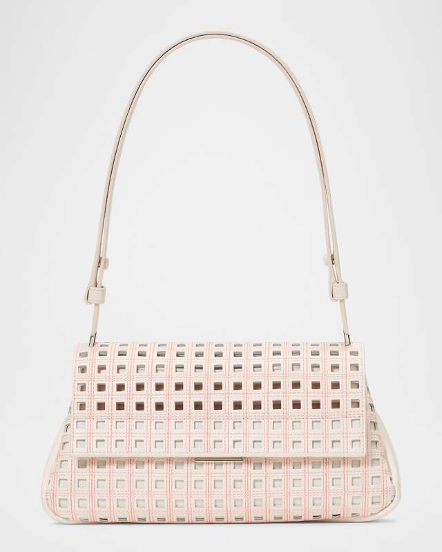 grace topstitch perforated leather shoulder bag